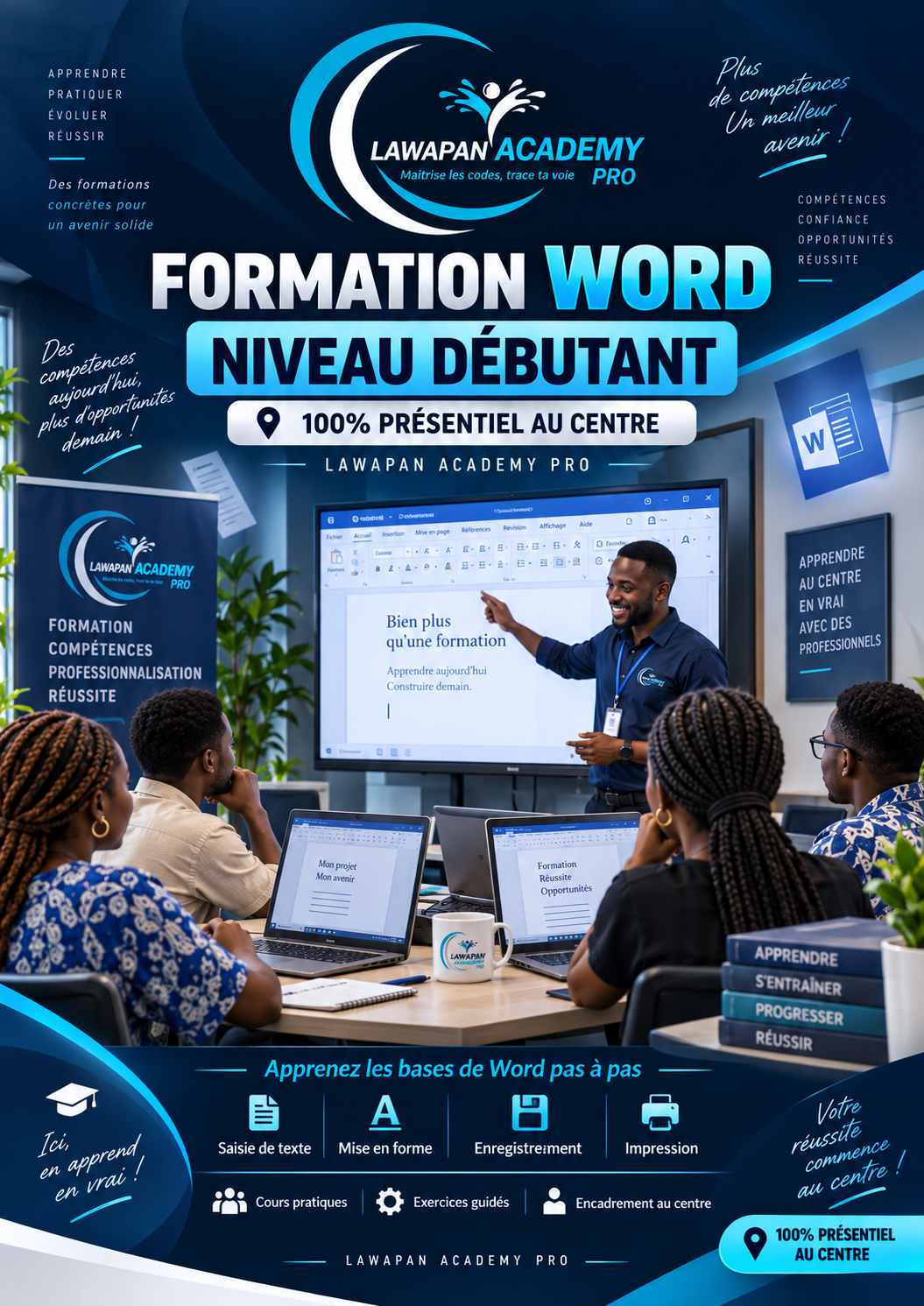 Word Débutant - au centre