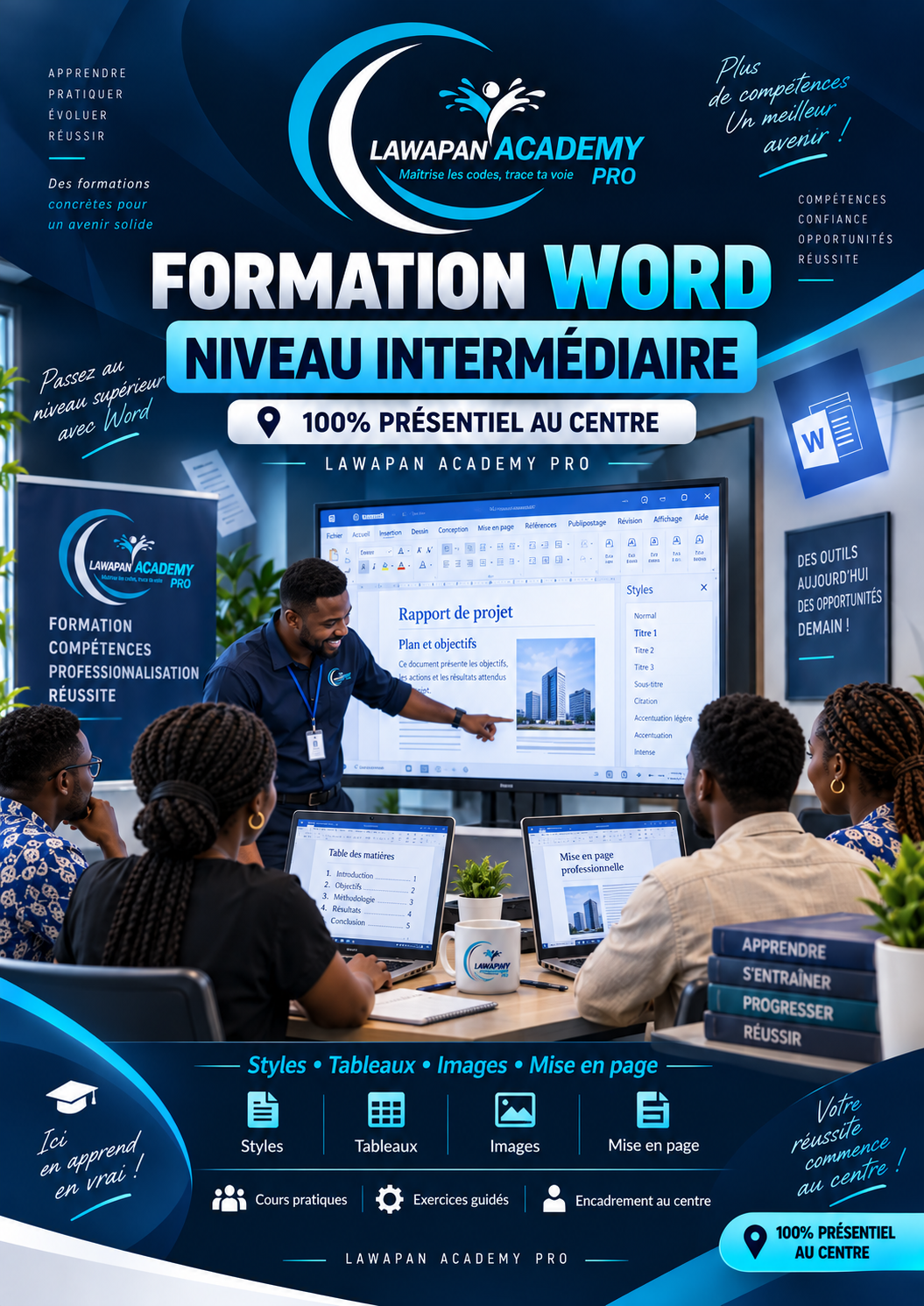 Word Intermédiaire - au centre